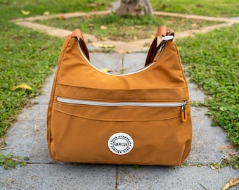 Handcrafted Nylon Crossbody Bag, Water-Resistant Messenger Bag