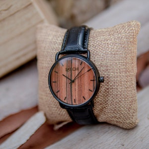 Wood Watch, Red Wooden Watch, Engraved Watch, Watch for Mens, Personalized Wooden Watch, Engraved Gift, Gift for Dad, Valentines Day Gift