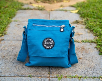 Lightweight Nylon Crossbody Bag, Multi Pocket Travel Sling