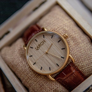 Personalisierte Holzuhr, Lederarmband, Holz Geschenk für Männer