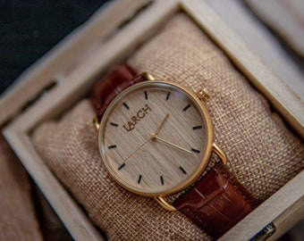 Personalisierte Holzuhr, Lederarmband, Holz Geschenk für Männer