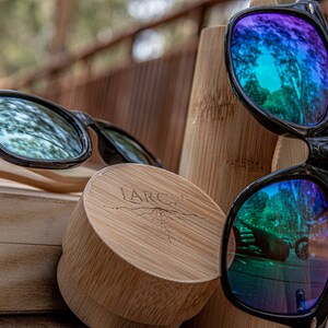 Classic Wayfarer Sunglasses, Wooden Mirror Sunglasses, Purple Lenses, Sunglasses for Him and for Her,B lack Frame, Custom Wooden Sunglasses