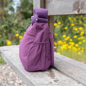 Purple Nylon Messenger Bag, Water Resistant Crossbody, Handmade image 4