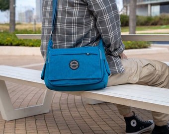 Nylon Crossbody Messenger Bag, Unisex Travel Work Bag