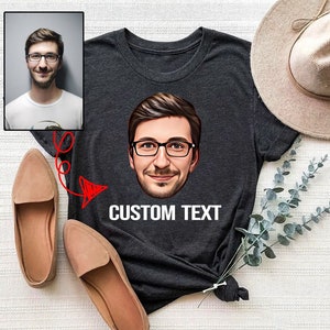 Camiseta de caricatura personalizada, camisetas personalizadas, camiseta con cara de caricatura, camiseta personalizada, única, elegante y de calidad