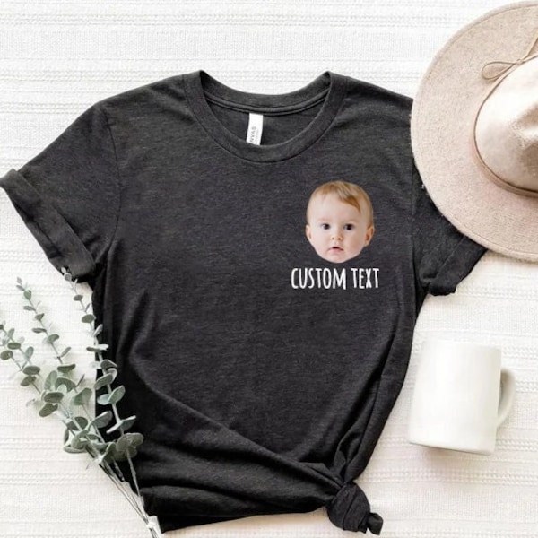 Custom Pocket photo and text Shirt, Baby Face Tees, custom photo, Personalized photo, custom birthday gift, Custom Pocket Shirt