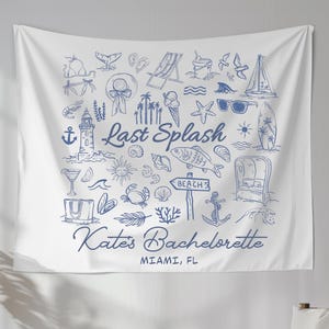 Custom Beach Bachelorette Banner Last Splash Bach Party Tapestry Coastal Bachelorette Decor Tropical Beach Weekend Sign Personalized Bach