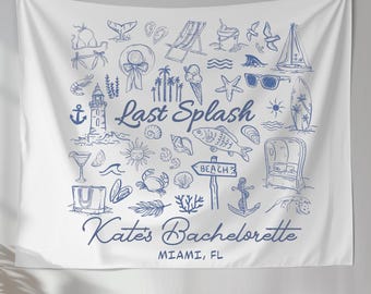 Custom Beach Bachelorette Tapestry: Last Splash, Coastal Decor