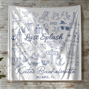 Custom Beach Bachelorette Photo Backdrop Beach Bach Banner Coastal Bachelorette Party Decor Tropical Beach Weekend Sign Last Splash Bach
