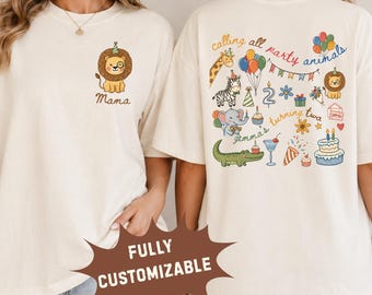 Camisetas de cumpleaños con temática de animales para fiestas, camiseta personalizada de safari para la familia, camiseta a juego de animales de la jungla para mamá y papá, conjunto con temática de zoológico.