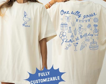 Ein Dumme Gans Geburtstag Shirt Benutzerdefinierte 1. Geburtstag Familie Passende Shirts Lustiges Gans Party Outfit Personalisiertes erstes Geburtstag Tee