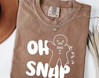 Camiseta "Oh Snap Gingerbread", camiseta engraçada de Natal, camiseta do Homem-Biscoito de Gengibre, camiseta feminina de Natal, camiseta de feriado, presente para padeiro, camiseta de inverno, camiseta fofa de gengibre