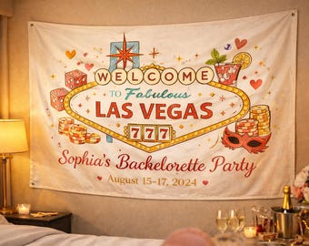 Las Vegas Bachelorette Party Banner Personalisierte Vegas Trip Decor Benutzerdefinierte Braut Wandteppich Vegas Bachelorette Dekorationen Braut Party Kulisse