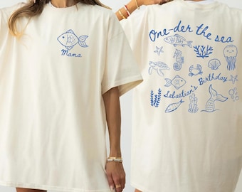 One-der the Sea Birthday Shirt Custom Unter dem Meer-Geburtstags-Party-Shirt Passende Familie Ocean Theme Erster Geburtstag Outfit Mermaid Geburtstag