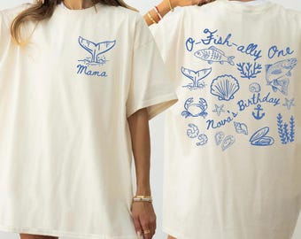 Ofishally One Birthday Shirt 1st Birthday Fishing Outfit Family Matching Birthday Shirt Ocean Theme Birthday Tees First Birthday Party Shirt