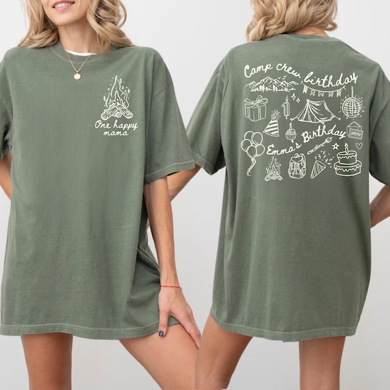 Camping Birthday Shirt One Happy Camper 1st Birthday Matching Family Camp Shirts Outdoor Party Tee Mommy and Me Birthday Outfit