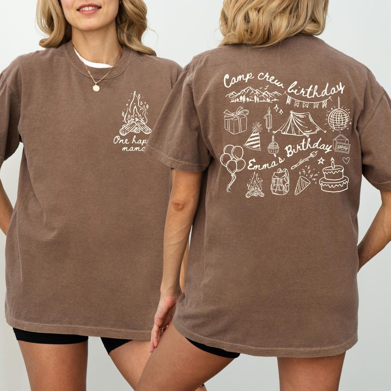 Campingfödelsedagströja En glad campare 1-årsdag Matchande familjelägerskjortor Utomhusfesttröja Mamma och jag födelsedagsoutfit bild 3
