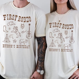 First Rodeo Birthday Family Matching Shirt Western Cowboy Birthday Outfit Custom 1st Birthday Party Tee Country Themed Rodeo Mom Dad Shirt