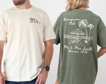 Camisetas personalizadas para parejas, conjuntos para luna de miel, camisetas a juego para parejas, camiseta de recién casados, regalo para recién casados, camiseta para vacaciones de luna de miel.