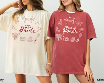 Camicie per spose e damigelle, magliette coordinate per la festa nuziale, camicie per damigelle d'onore, regali per la festa di nozze, top personalizzati per l'addio al nubilato, abiti Bride Tribe