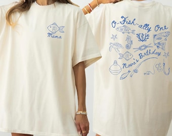 Chemise Ofishally un anniversaire 1er anniversaire tenue de pêche Chemise d'anniversaire assortie à la famille Thème de l'océan t-shirts d'anniversaire Chemise de première fête d'anniversaire