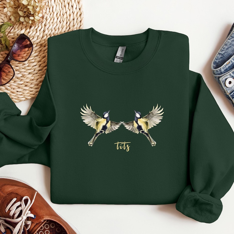 Great Tit Bird Sweatshirt Funny Bird Shirt Bird Nerd Gift Birdwatching Sweater Nature Lover Shirt Cottagecore Crewneck Birdwatcher Gifts image 2