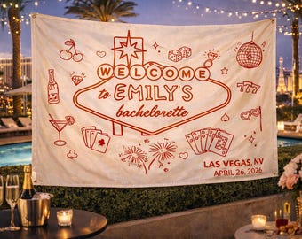 Las Vegas Bachelorette Party Banner Custom Vegas Bach Decor Personalized Bride Backdrop Vegas Girls Trip Sign Vegas Themed Party 2026