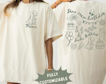 Custom Dinosaur First Birthday Shirt for Mom and Dad Matching Family Tee Personalized Toddler Birthday Party Outfit Mamasaurus Shirt