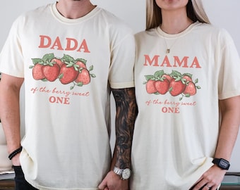 Berry First Birthday Matching Family Shirt Strawberry 1st Birthday Outfit Sweet One Birthday T-Shirt Mama Dada Strawberry Party Shirts