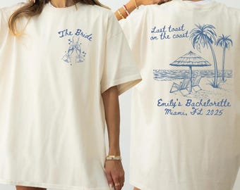 T-Shirt für den Junggesellinnenabschied am Strand: Letzter Toast an der Küste, Braut & Freundinnen