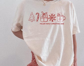 Custom Family Christmas Shirt Comfort Colors®Matching Christmas Tshirt Personalized Family Name Christmas Shirt Holiday Group Tees Xmas Crew