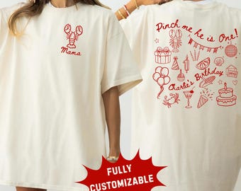 Lobster First Birthday Family Matching Shirts, Nautical 1st Birthday Party Shirt Pinch Me I'm One Nautical Theme Birthday Tees