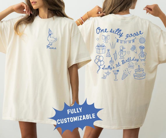 One Silly Goose Birthday Shirt Custom 1st Birthday Family Matching Shirts Funny Goose Party Outfit Personalized First Birthday Tee