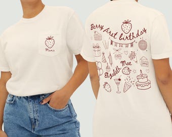 Berry First Birthday Family Matching Shirt Strawberry 1st Birthday Outfit Strawberry Themed Birthday Party Tees Mama Dada Strawberry Shirts