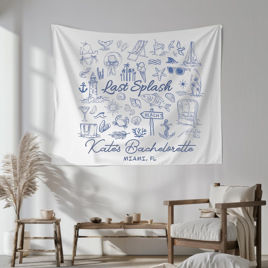Custom Beach Bachelorette Banner Last Splash Bach Party Tapestry ...