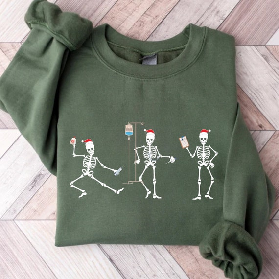 Christmas Nurse Sweatshirt Skeleton Nurse Christmas Shirt Dancing Skeleton Christmas Shirt Registered Nurse Sweatshirt Nurse Christmas Gift
