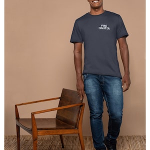 Firefighter Men's T-Shirt – Navy Blue Tee with Brigade Emblem | Fire Department Shirt | Fireman Gift