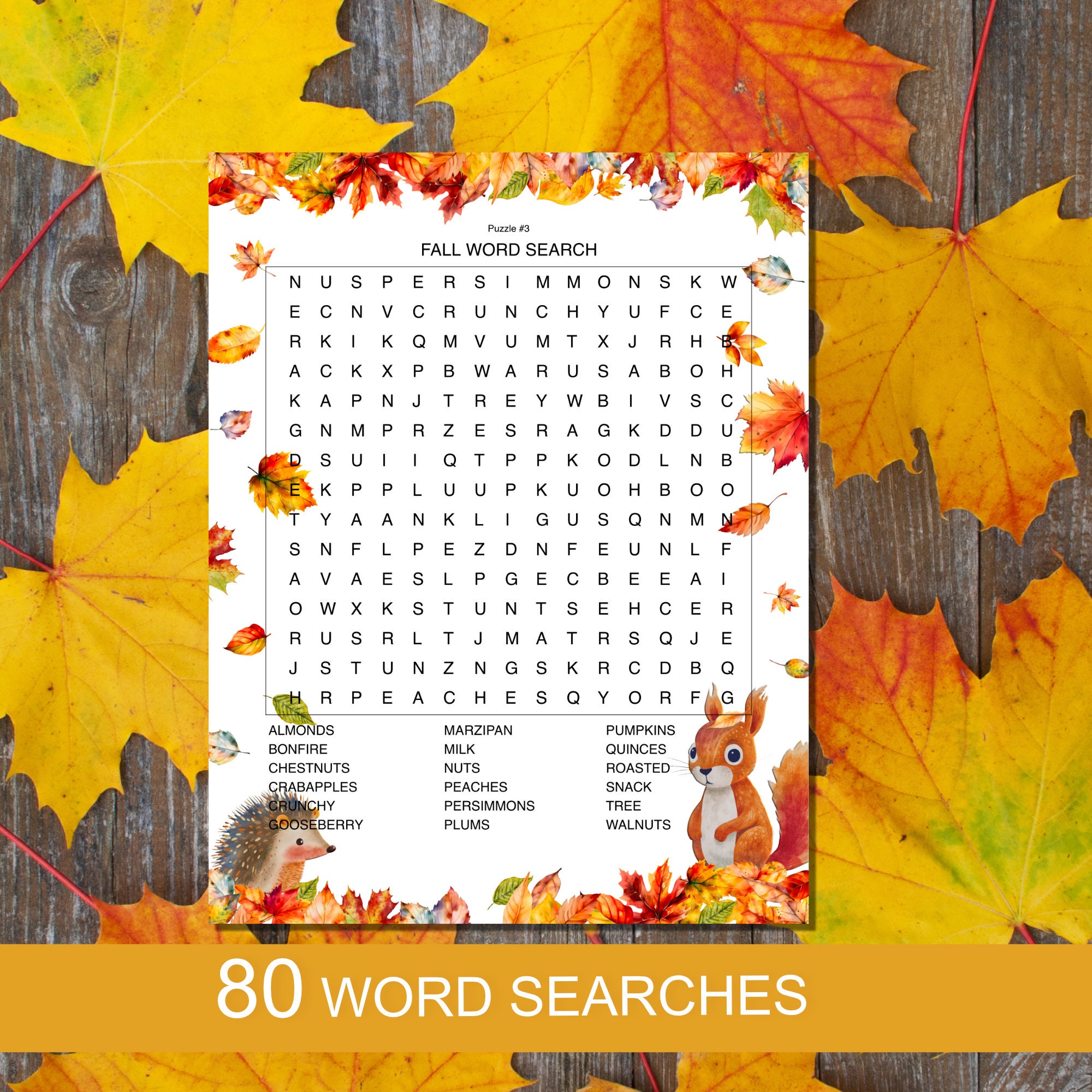 Autumn Word Search Fall Word Search word Search Game Etsy