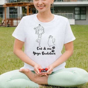 Yoga Shirt Cat Lover Shirt Gifts For Her Cat Tshirt Gifts For Mom Funny Cat T-Shirt Present Gift For Daughter Cat Owner Cat Birthday Shirt