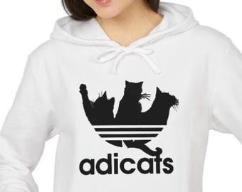 Adidas® Adicats Unisex Fleece Hoodie Custom Catful Gifted-for Cat