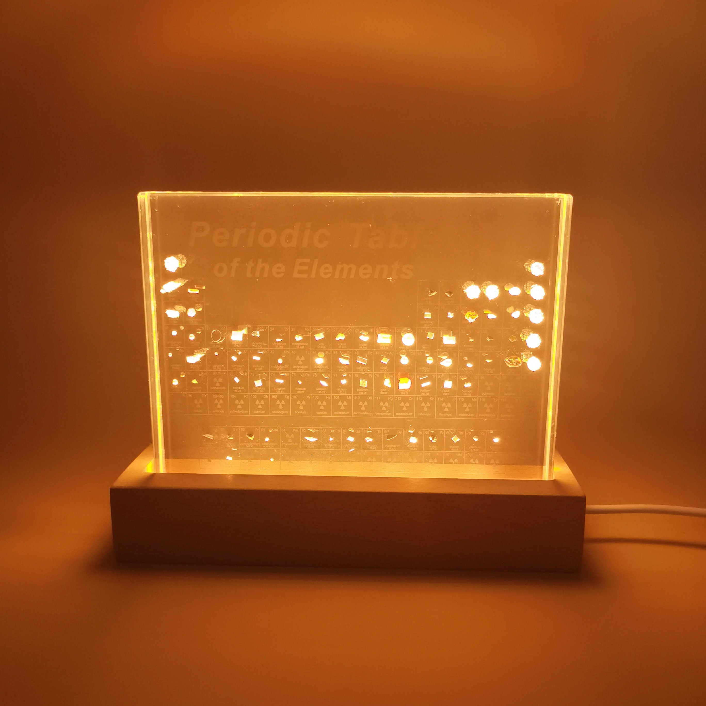 Periodic Table With Real Elements LED Night Light Table Etsy UK