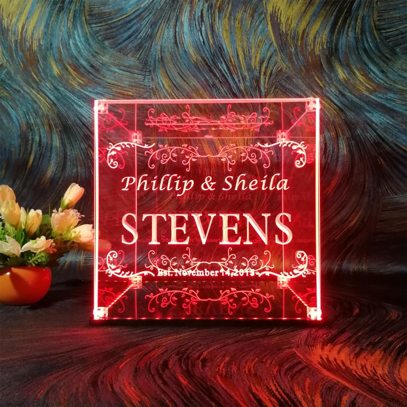 Personalized Wedding Card LED Lighting Box With Slot for Etsy