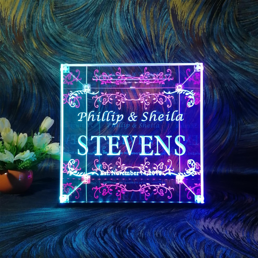 Personalized Wedding Card LED Lighting Box With Slot for Etsy