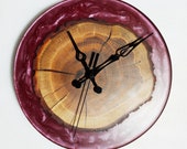 Berry Clock, clock, wall clock, solid wood, epoxy resin, wood, resin, clock, gift, rustic, home decoration