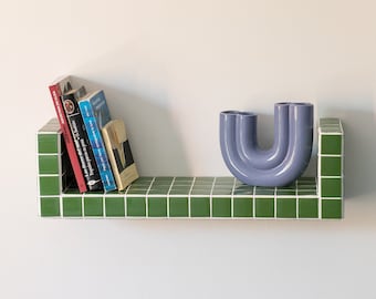 Modern Floating Tile Shelf -Custom Crafted Ceramic Tile Shelf -Versatile Ceramic Tile Wall Decor - Mosaic Tile Wall Mount Organizer