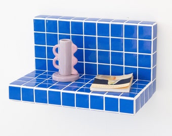 Wall Organizer with Tiles - Customizable Floating Shelf - Shelf to decorate your home - Modern Design with Tiles - Shelf