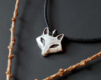 Handmade silver Fox pendant, minimalistic jewelry, fox necklace