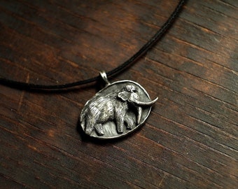 Mammoth handmade silver pendant, gift for him, boho style, animal, primeval, prehistoric, wild jewelry, ice age