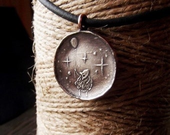 Handmade silver pendant Sheep's dreams, animalistic, funny gift, sheep pendant, boho necklace, metalsmith jewelry