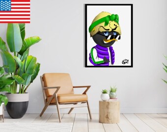 FRAMED Wall Art Canvas Prints paint color Calimero Cartoon Pop Art Gift Christmas US & CANADA
